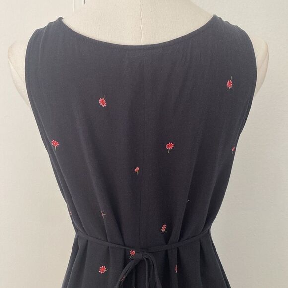 Vintage Navy Blue Floral 90's Tie Back Midi Dress Size Small/ Medium - Picture 9 of 14